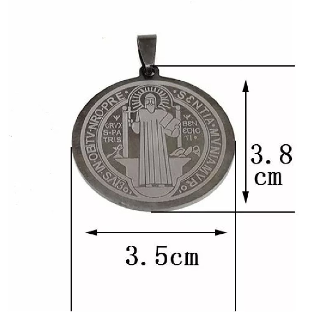 Stainless Steel St Benedict Laser Engraved Pendant no chain