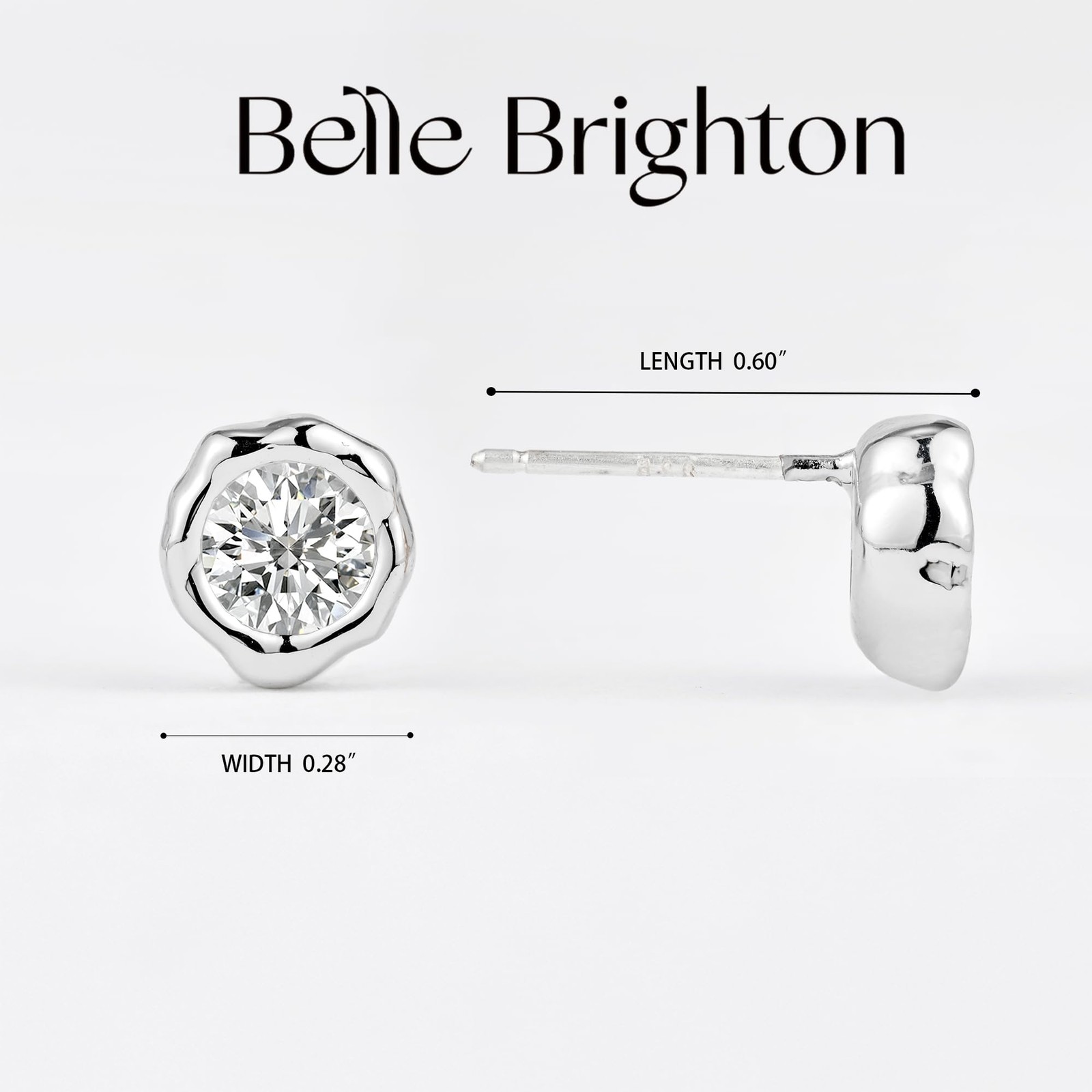 Belle Brighton Irregular Cubic Zirconia Stud Earrings 18k One Size, Silver