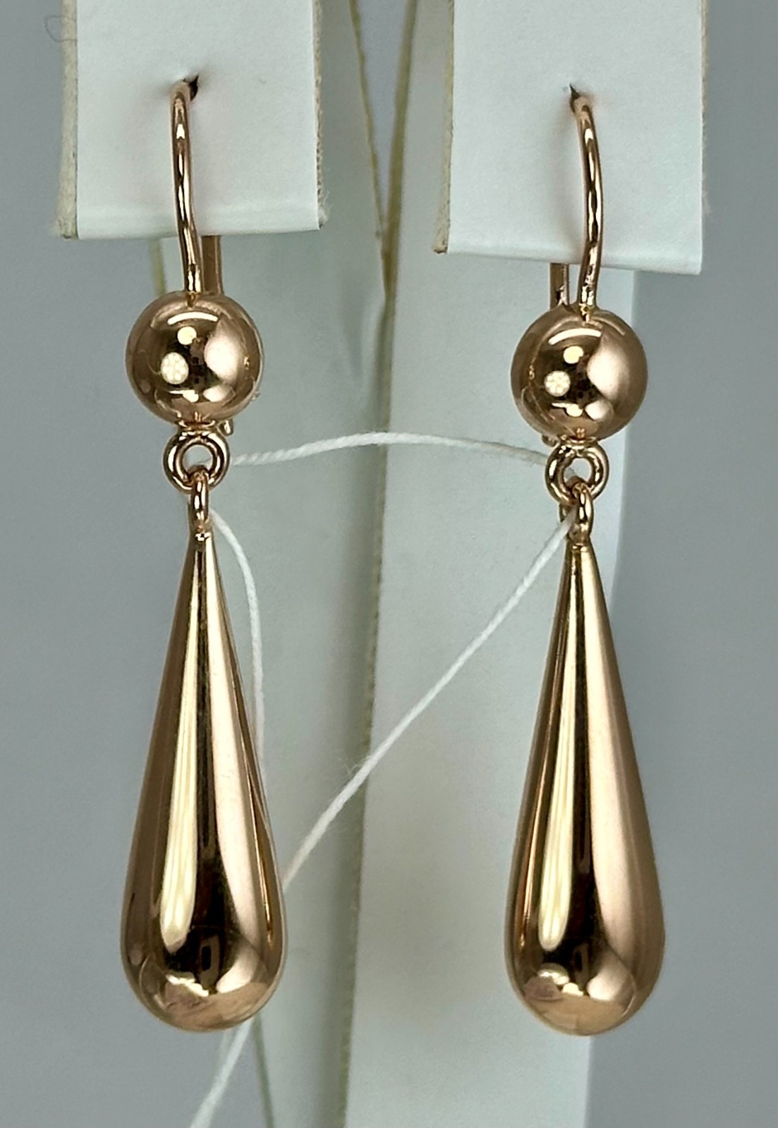 USSR Vintage Original 14K 583 Rose Gold Drop Dangle Earrings 1976 Odessa 3,93 g.