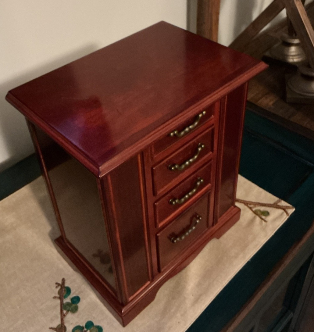 Vintage Bombay Co. Jewelry Armoire Box Drawers Door Storage 9-1/8″L x 6″W x 11″H
