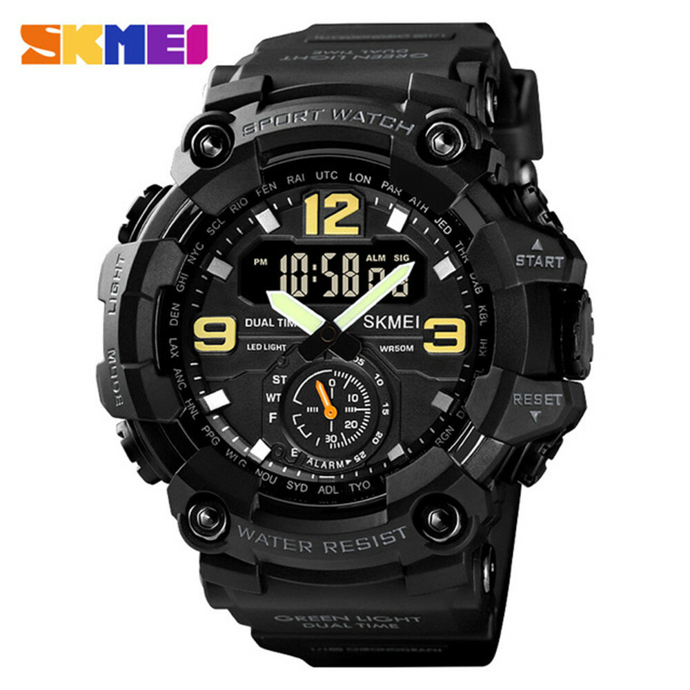 SKMEI Men Watch Shockproof Wristwatch Military Army Green Sport Digital Watches