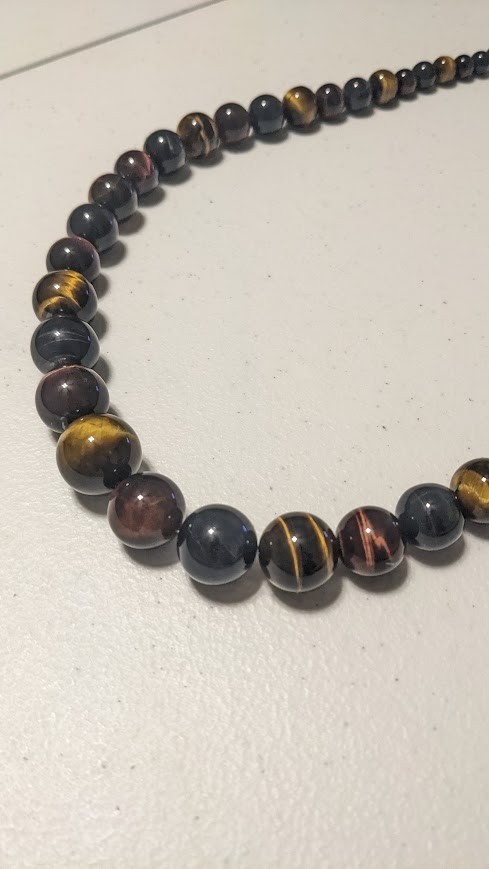 Simon Sebbag Tiger Eye Necklace with Original Box – Amber/Brown/Dark tones
