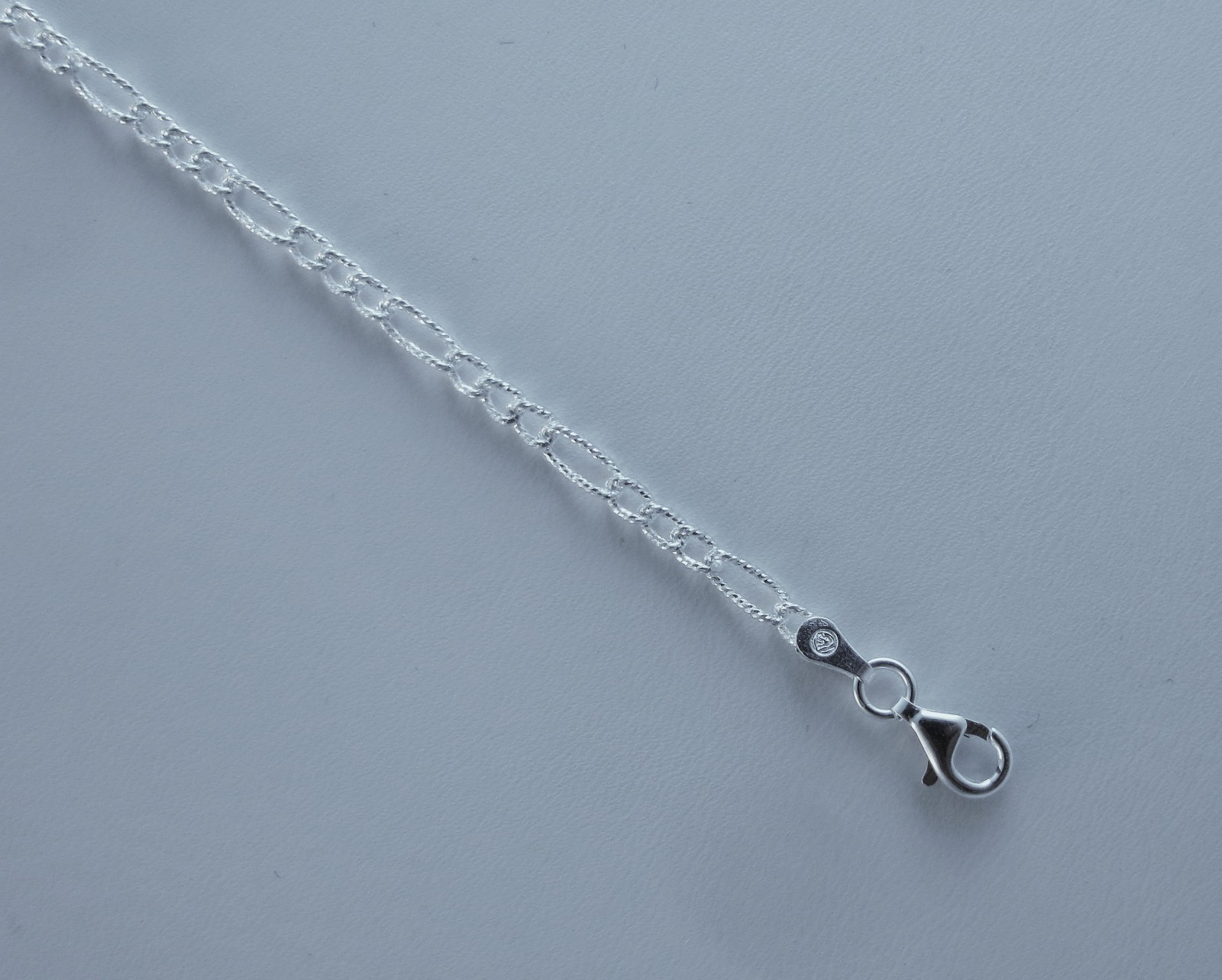 Figaro Style D/C Oval Link Chain 925 Sterling Silver Italy. 7,8,16,18,20,22 inch