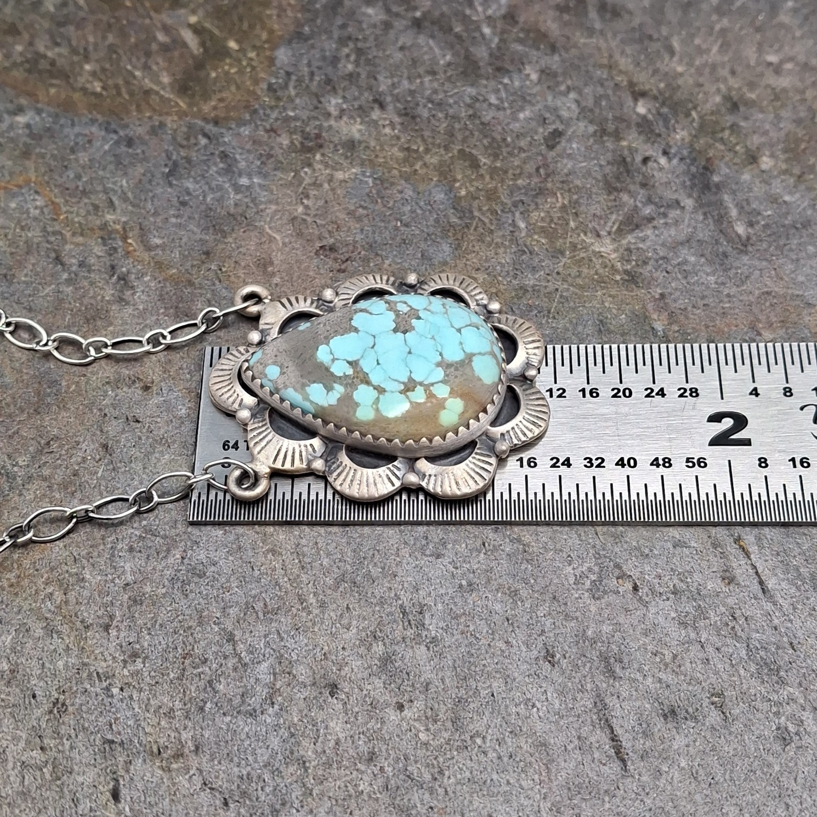 Number 8 Turquoise Sterling Silver Necklace Southwestern Native Style 14-21″