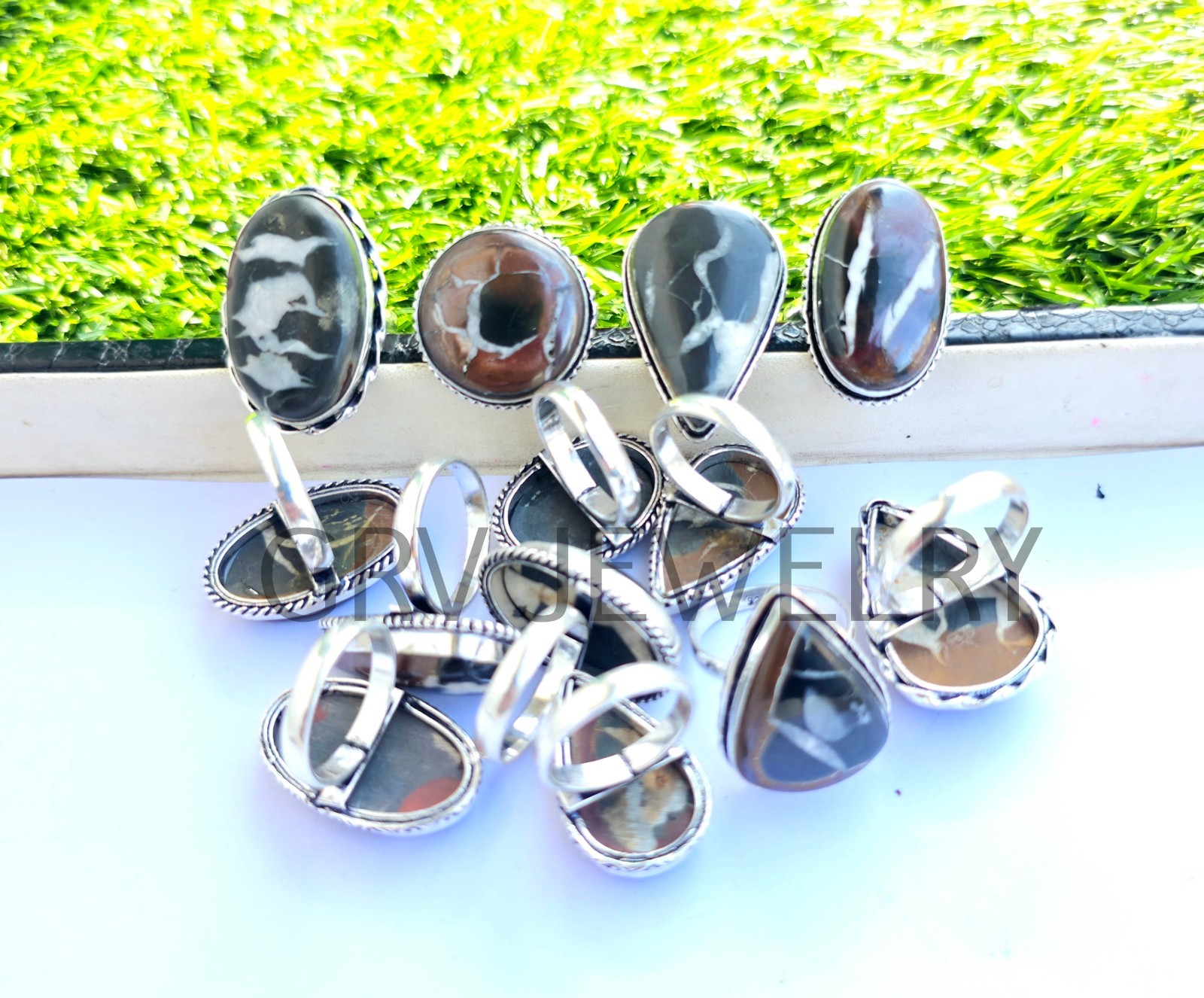 1-500 Pcs Spider Septarian In Wholesale Rings Lot Bulk: Silver Plated Whr-98