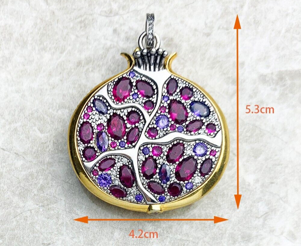 Pomegranate Fruit Hand Made Designer Pendant 925 Sterling Silver Collectable