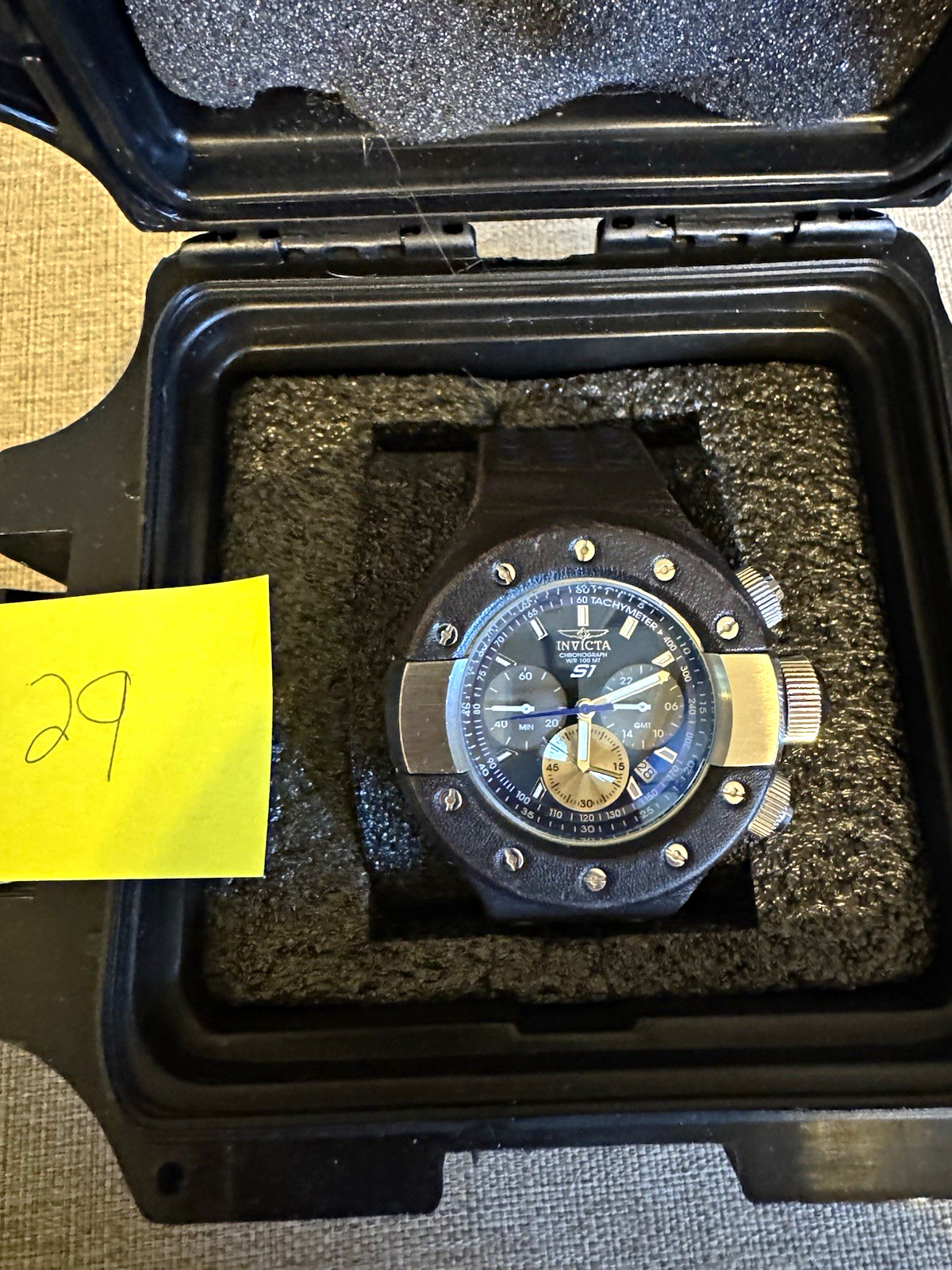 Invicta S1 Rally Chronograph Quartz 100m Blue Dial Date Steel Brown Leather
