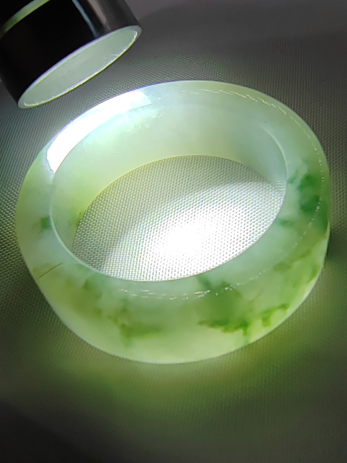 Ice Bluish Green Natural Jadeite Jade Band Ring # US SIZE 13.5 # 22.60mm