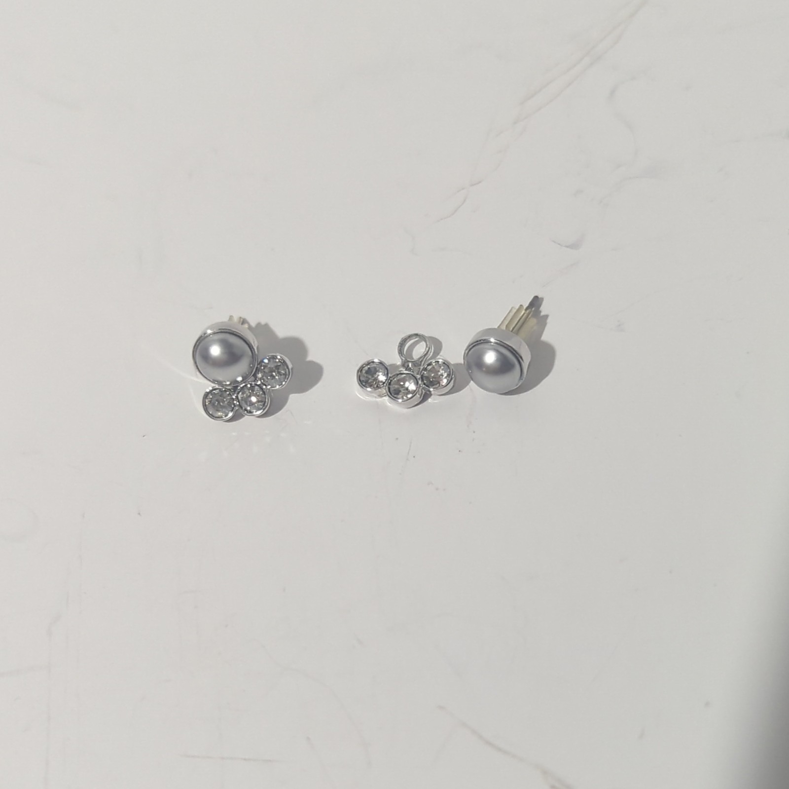 Retired Touchstone Crystal Swarovski POSH Grey Pearl Jacket Earrings 2-in-1