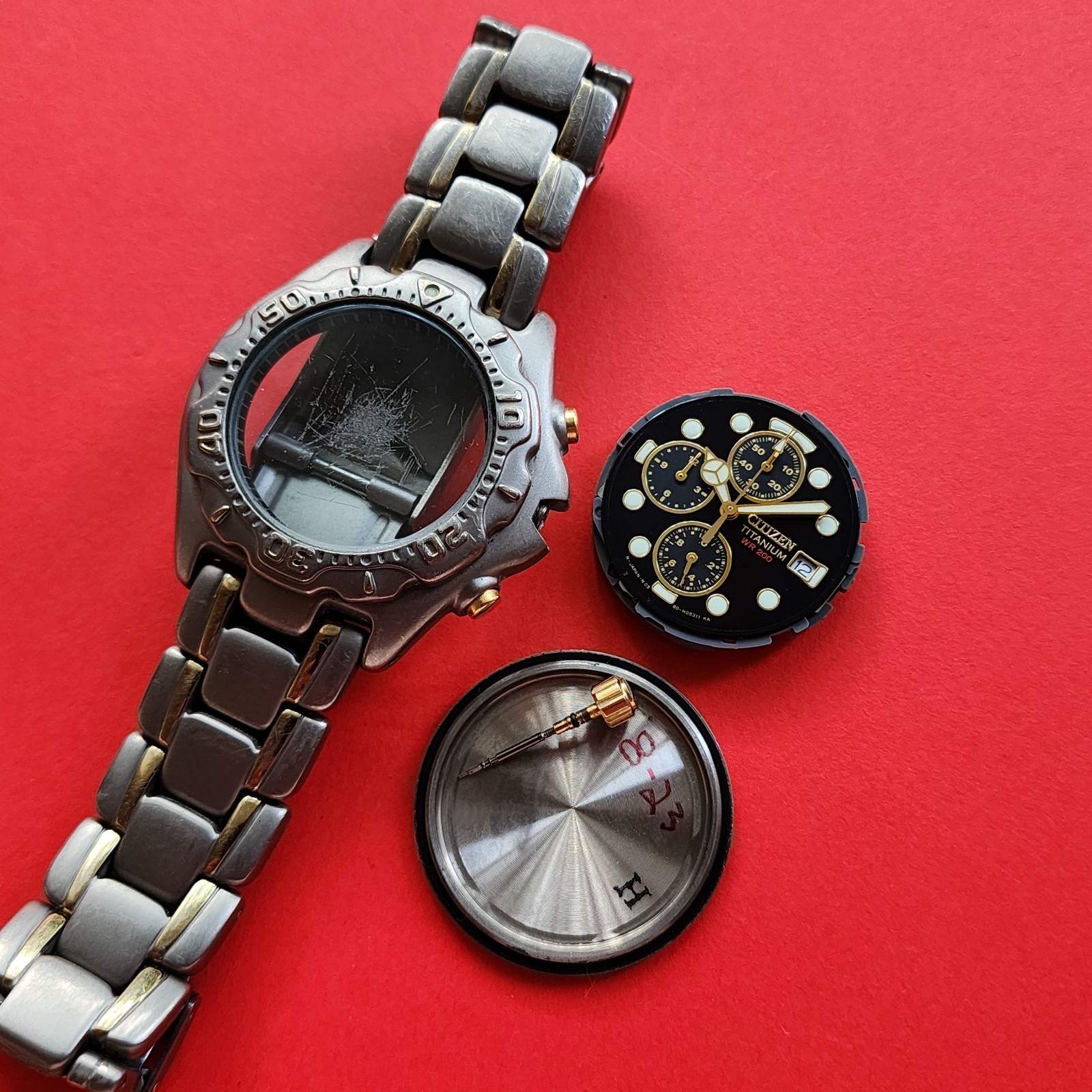 Citizen Titanium Chronograph Watch Black Dial With Bracelet 0560-M02829 Cal 0560