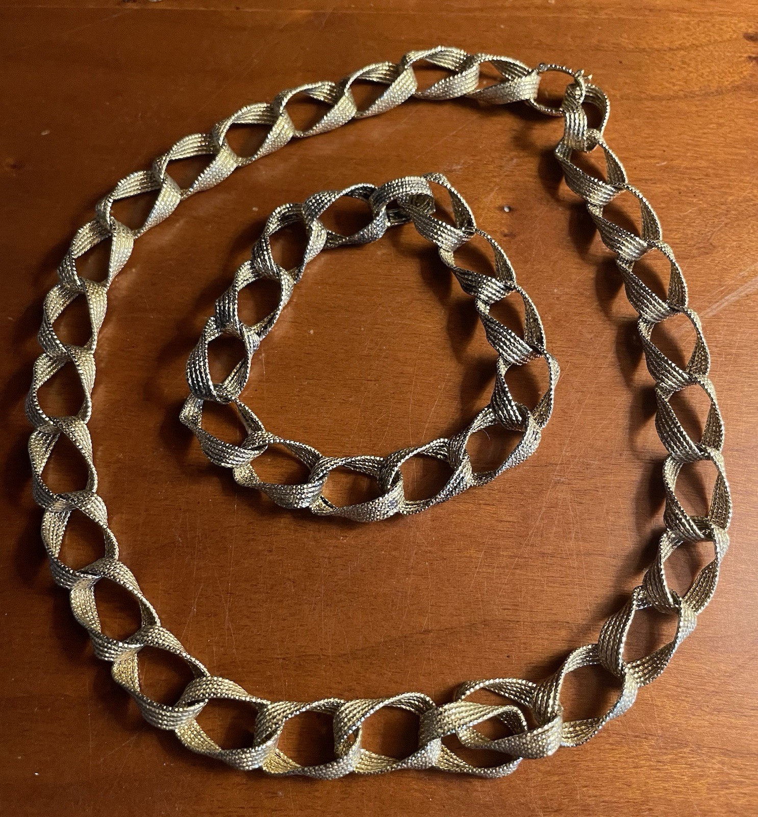 MCM Turkish 18 kt Gold Vermeil Sterling Diamond Cut Necklace & Bracelet