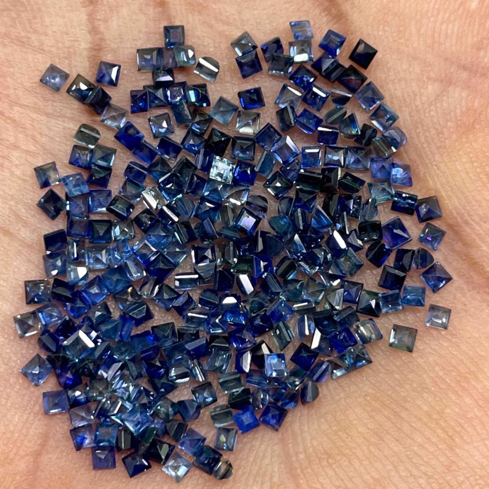 50 Pcs Natural Blue Sapphire 1.7mm Square Cut Loose Gemstones Lot Sri Lanka