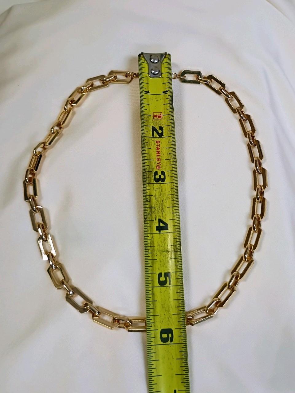 Gold Tone Metal Link Chain Necklace 18in Lobster Clasp Adjustable Extender