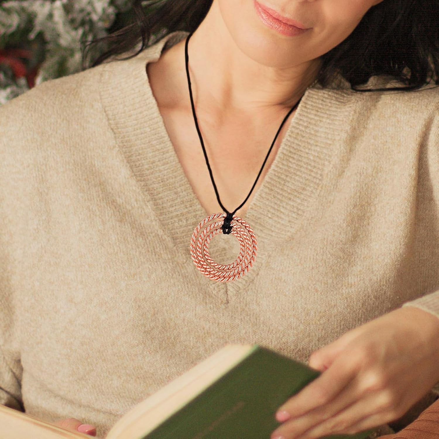 3 Ring Cubit Tensor Pendant – Energizing Copper Amulet for Spiritual Awakening