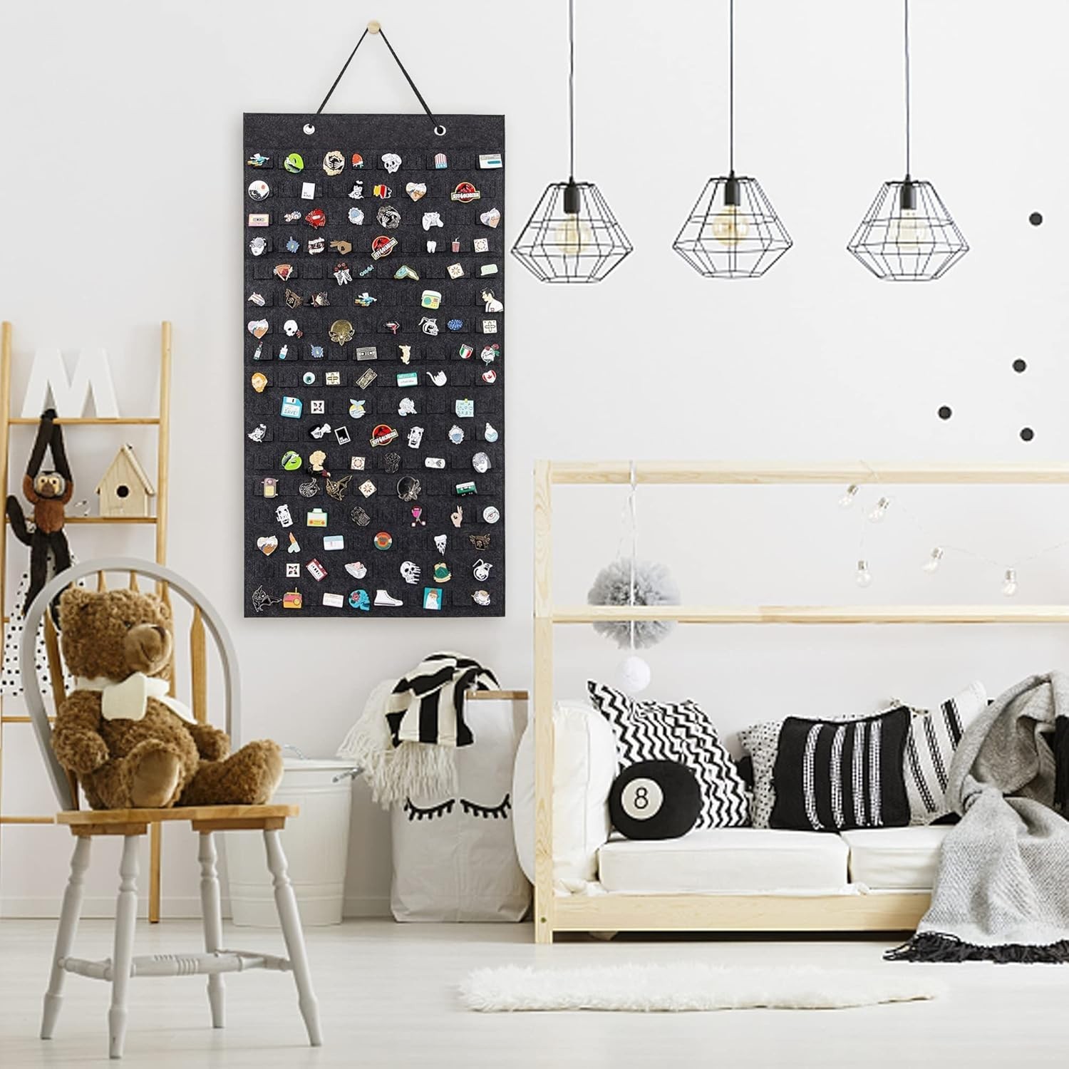 Unique Brooch Collection Display – Holds 96 Pins, Ideal for All Ages, Dark Gray