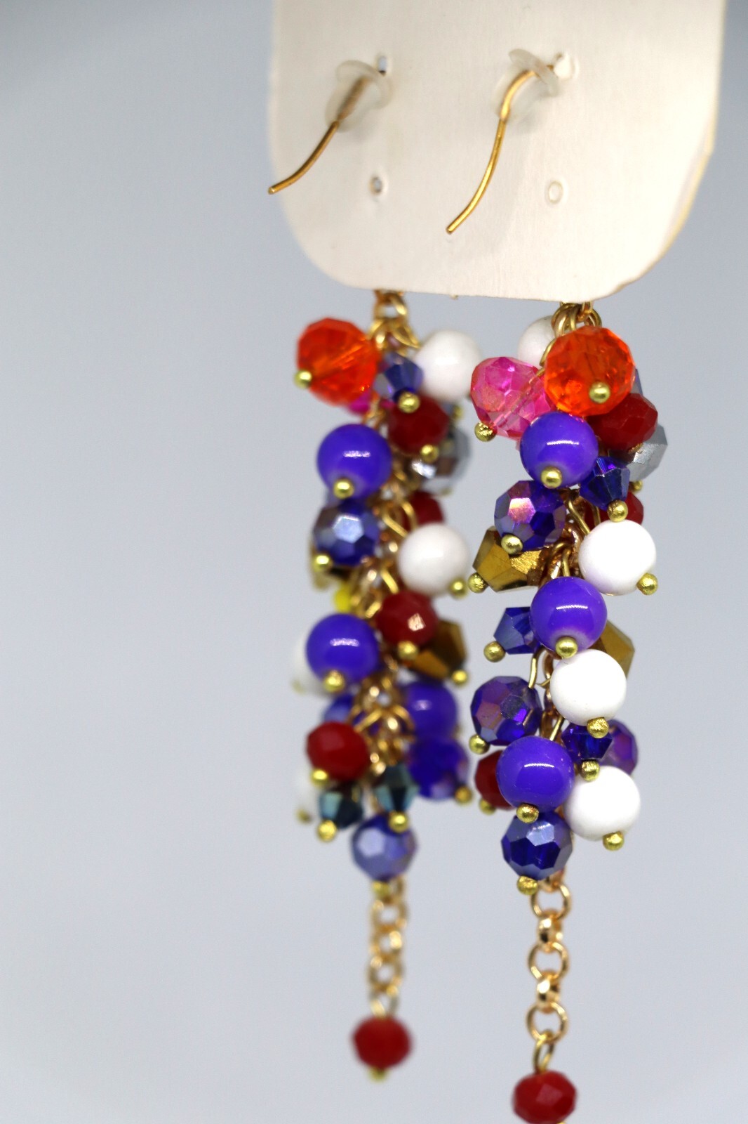 Earrings are glass beads fresh and elegant.