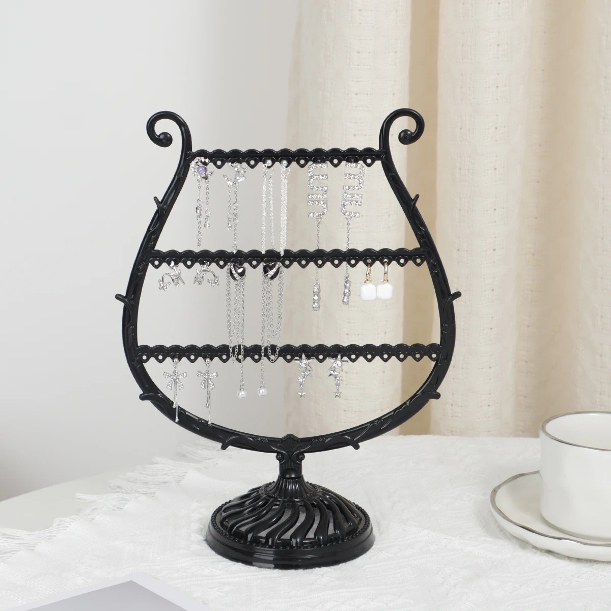 1pc Creative Wine Glass Jewelry Display Stand Necklace & Earring Organizer