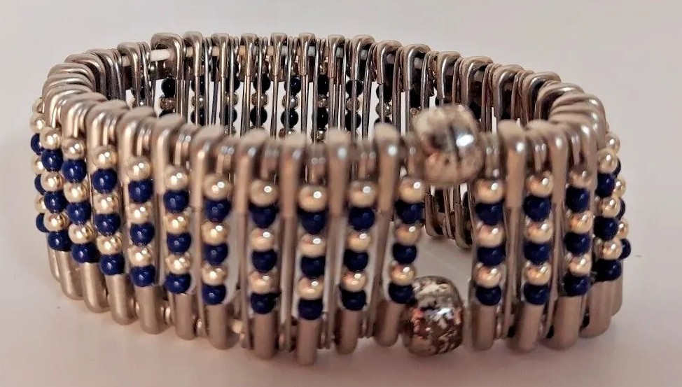 Metal/Beaded Bracelets 7 Pieces Assorted 1.5 in Wide Approx Jewelery