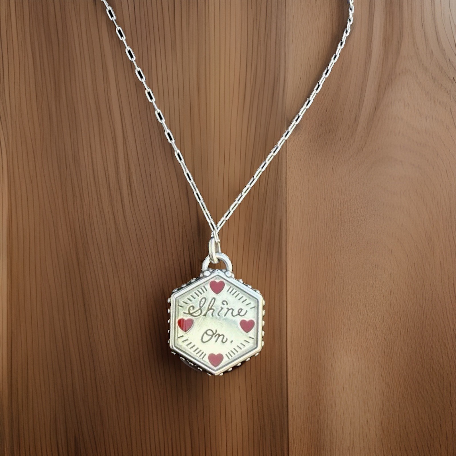 Brighton Necklace Fashionista SHINE ON Reversible Blue Enamel Pendant NWT