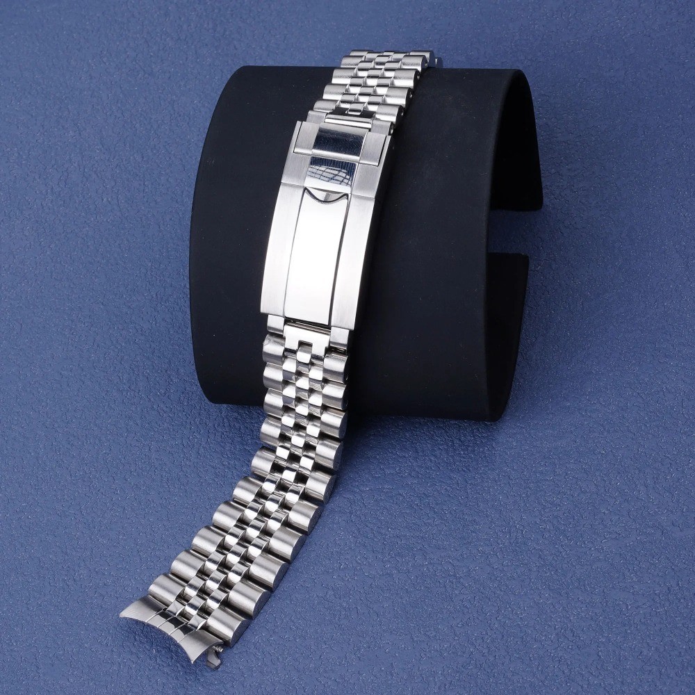 For Seiko 5 SNKL23 Jubilee 18mm WatchBand Bracelet With Oyster Deployment Clasp