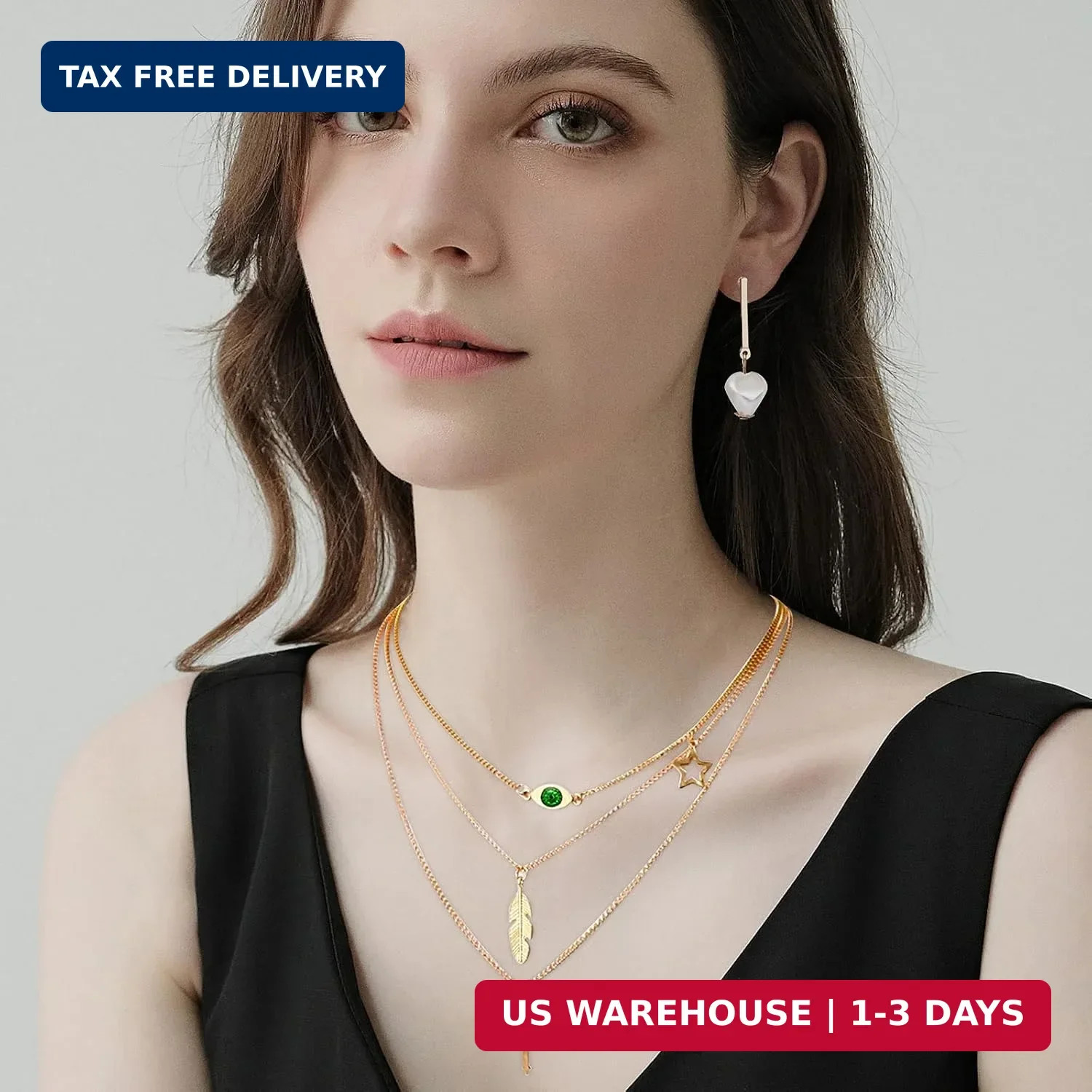 AROIC 38-52PCS Jewelry Set with Necklace Bracelet Layered Ball Dangle Hoop Stud