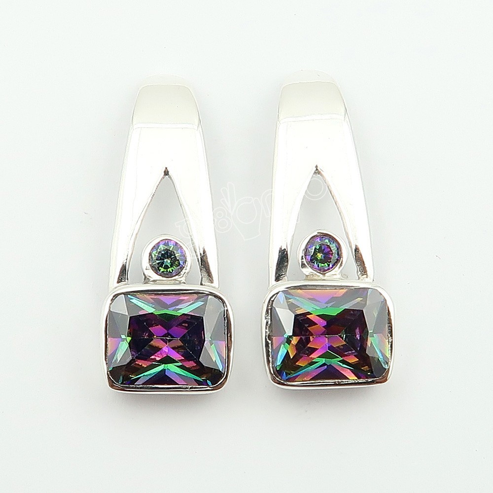 gr8onyou Solid Silver Stud Earrings with Genuine Mystic Topaz Stones | Traditional
