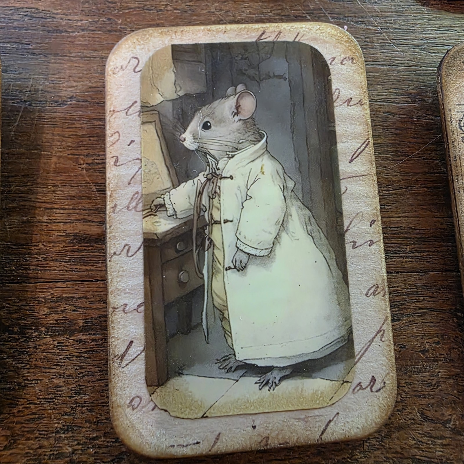 Dark Academia Handmade Brooch Storybook Animal Vtg Pin Charm Junk Journal OOAK