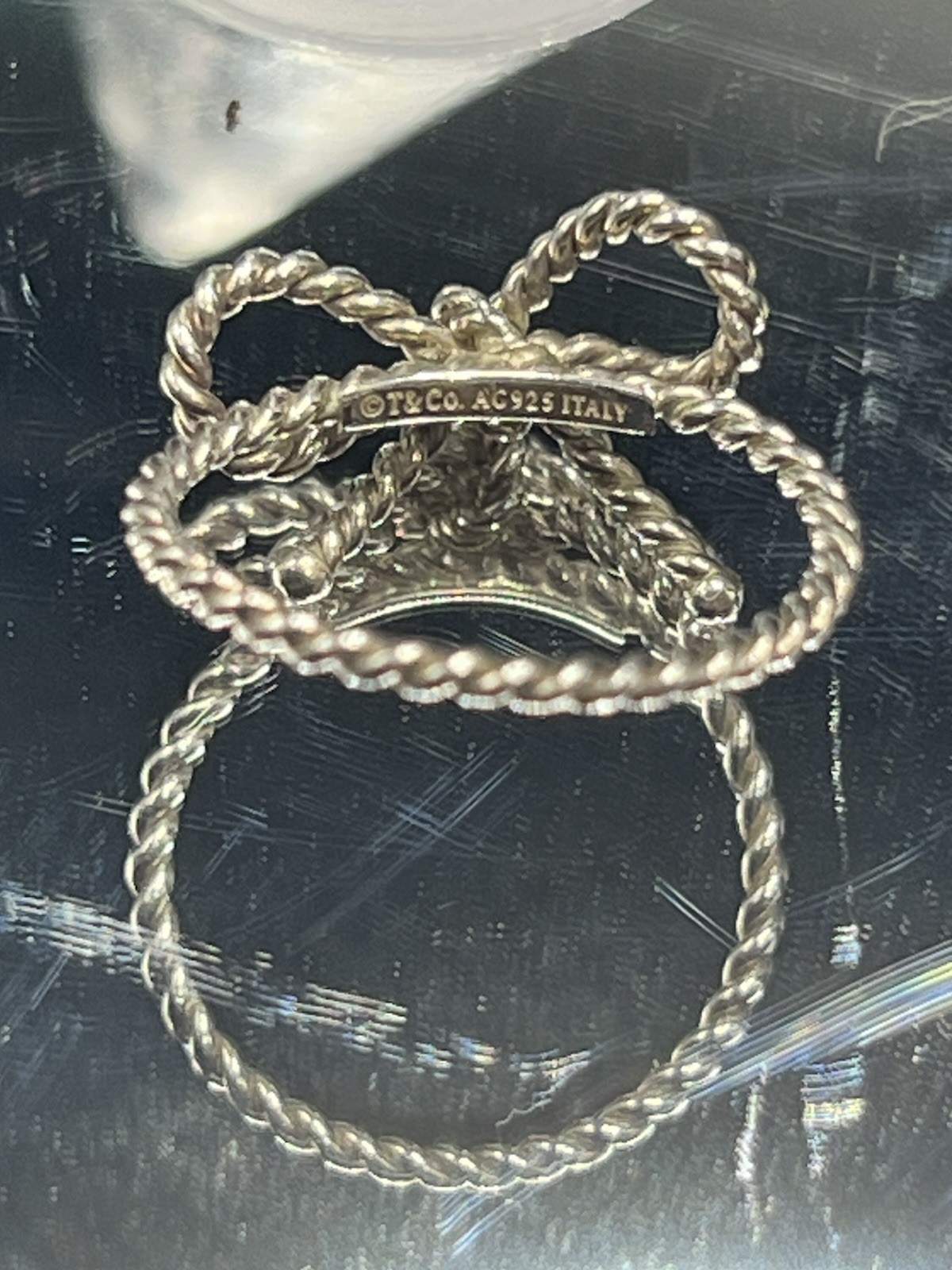 Tiffany & Co. 925 Sterling Silver Rope Bow Band Ring Size 6.5 Signed
