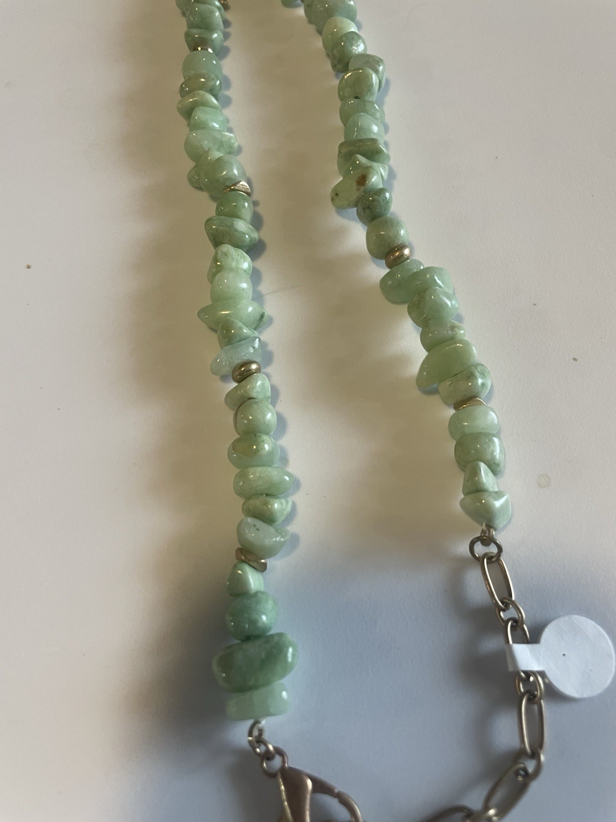 Amazonite Chip Bead Necklace Toggle Front Mint Green Stone 19” Chunky Boho