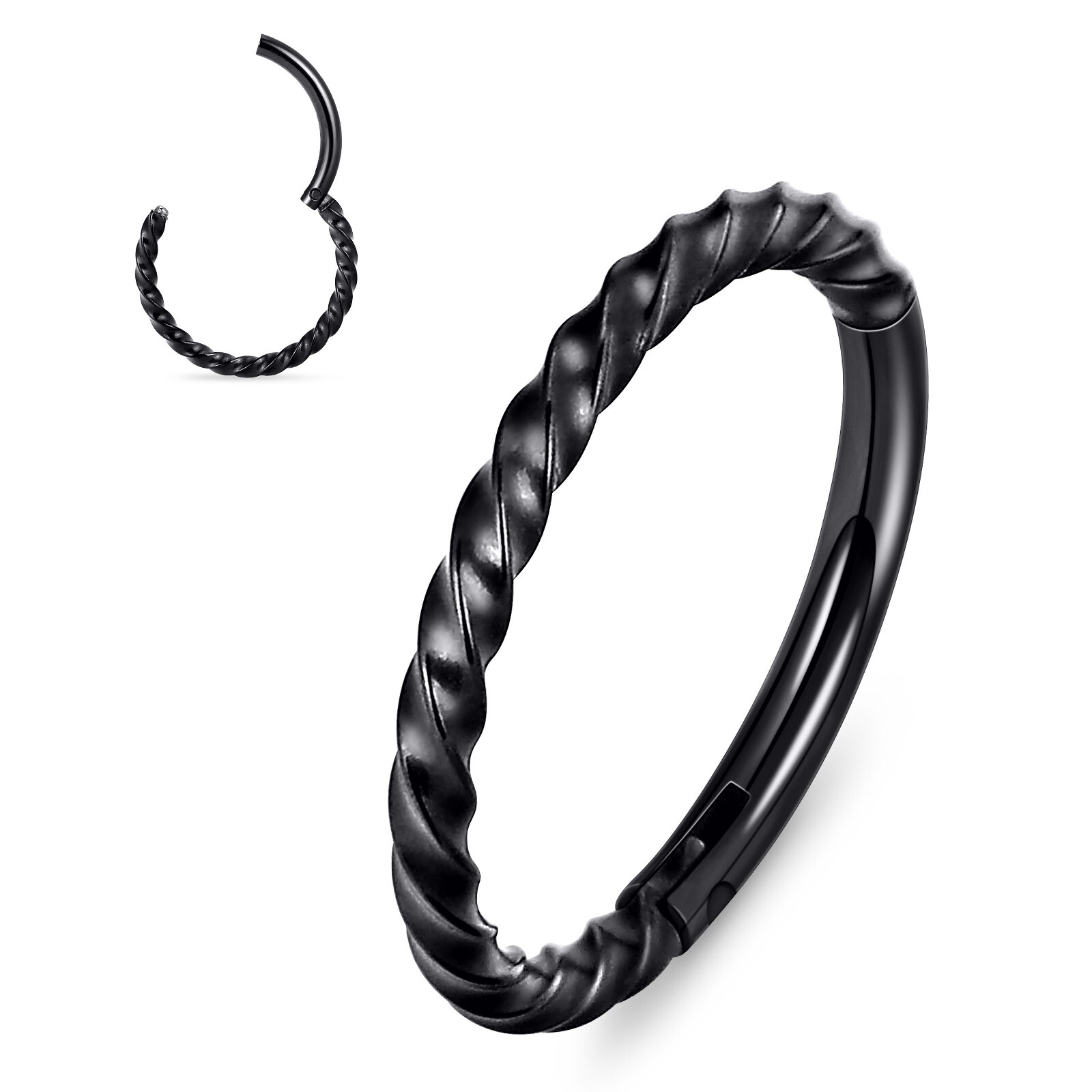 16G Stainless Steel Hinged Ring Braided Septum Clicker Nose Helix Tragus Earring