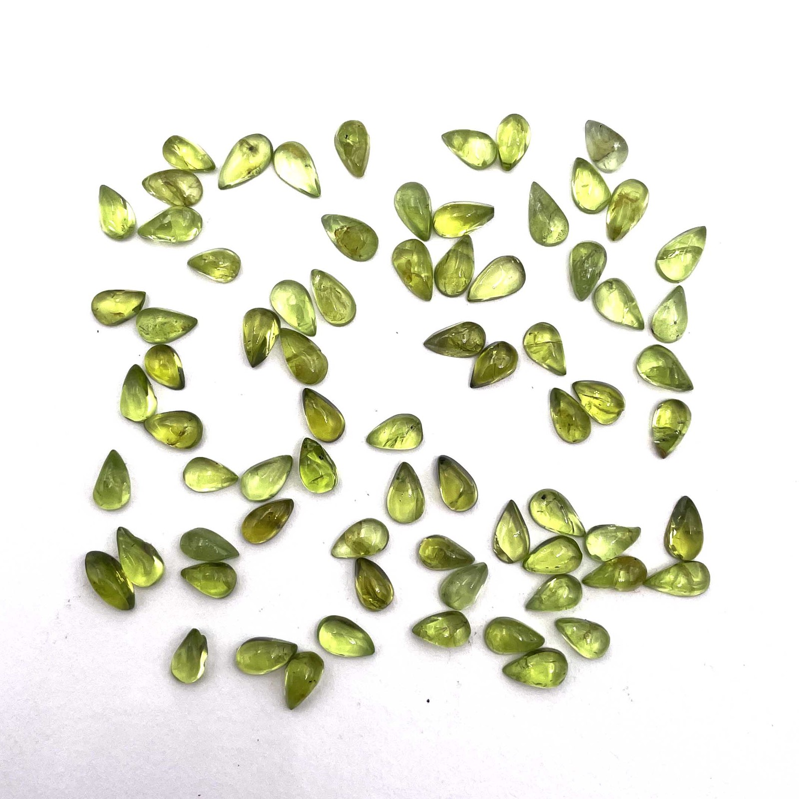 Natural Peridot Pear Cabochon Loose Gemstone Lot 37 Pcs 3.5*7-4.5*8 MM 30 CT