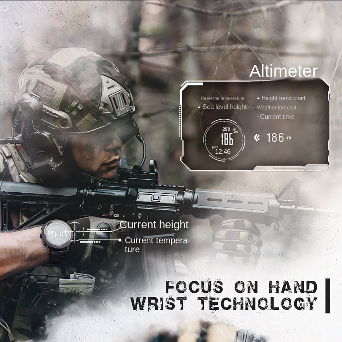 Men’s Outdoor Sport Tactical Smart Watch Altimeter Barometer Compass WristWatch`