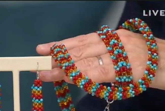 Jay King Sterling Silver Angel Peak Turquoise, Coral & Amber Woven Bead Necklace