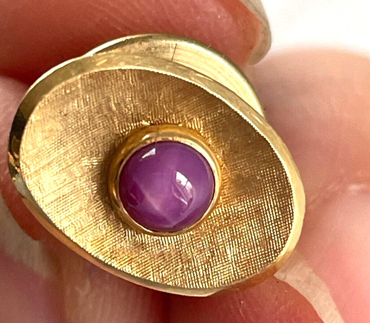 VINTAGE MCM RUBY STAR SAPPHIRE 14K GOLD LAPEL PIN TIE TACK – FREE SHIP