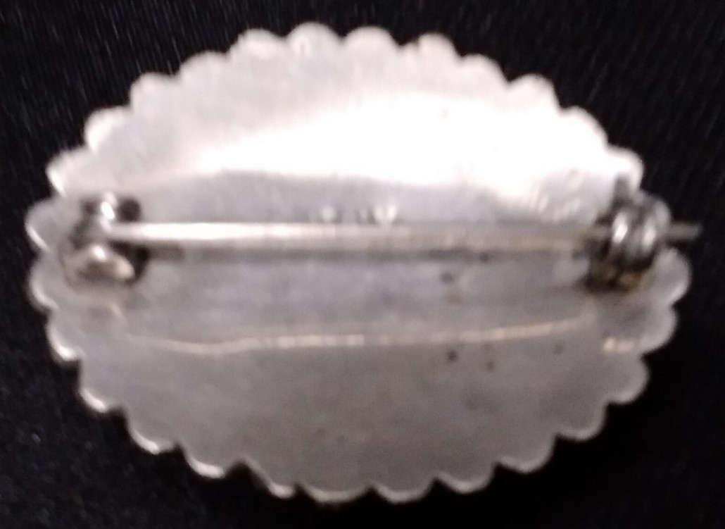 Vintage Italian Silver Unusual Color Micro Mosaic Floral Brooch Pin