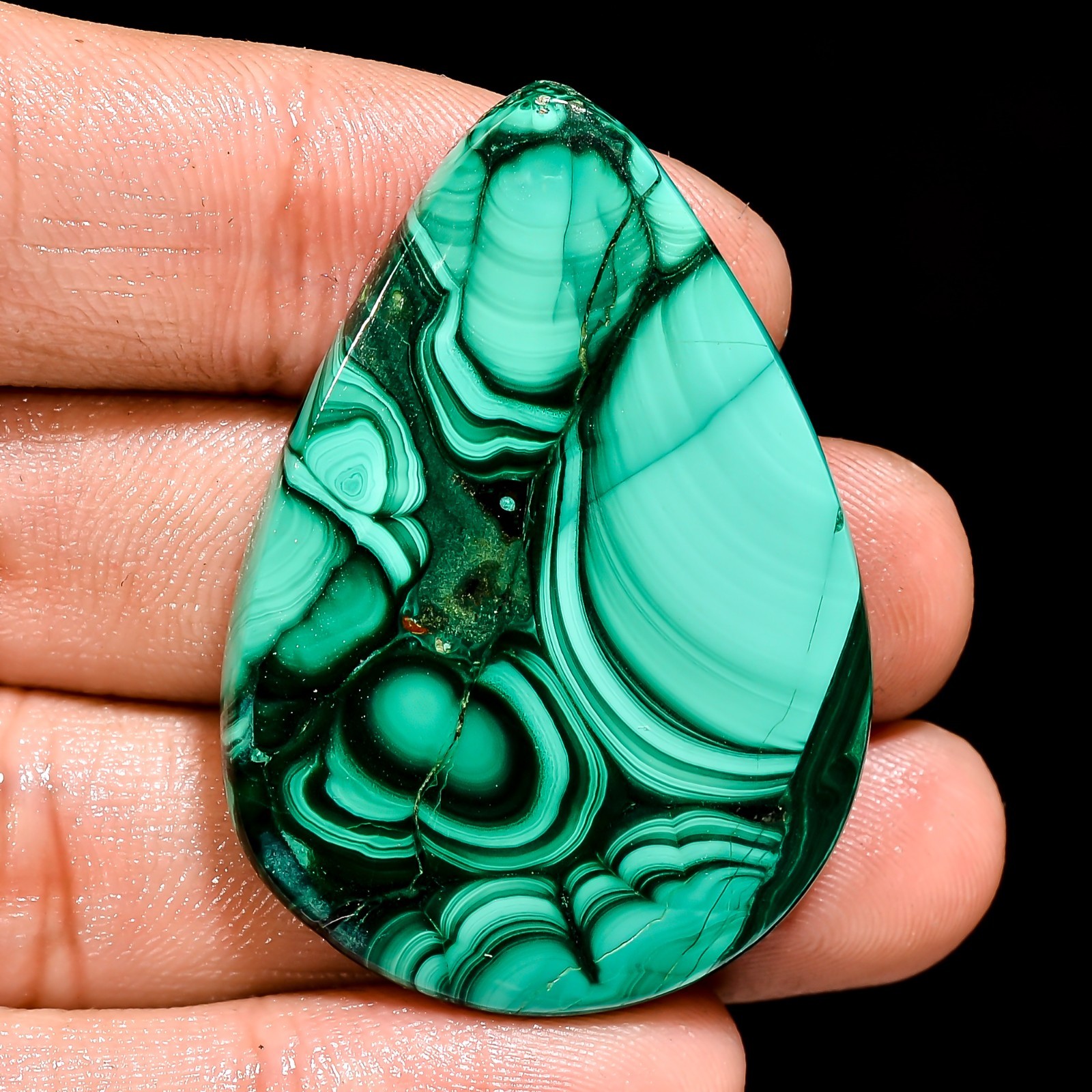 Green Malachite Cabochon 72.80CT 29X42X5mm 100%Natural PEAR Shape Loose Gemstone