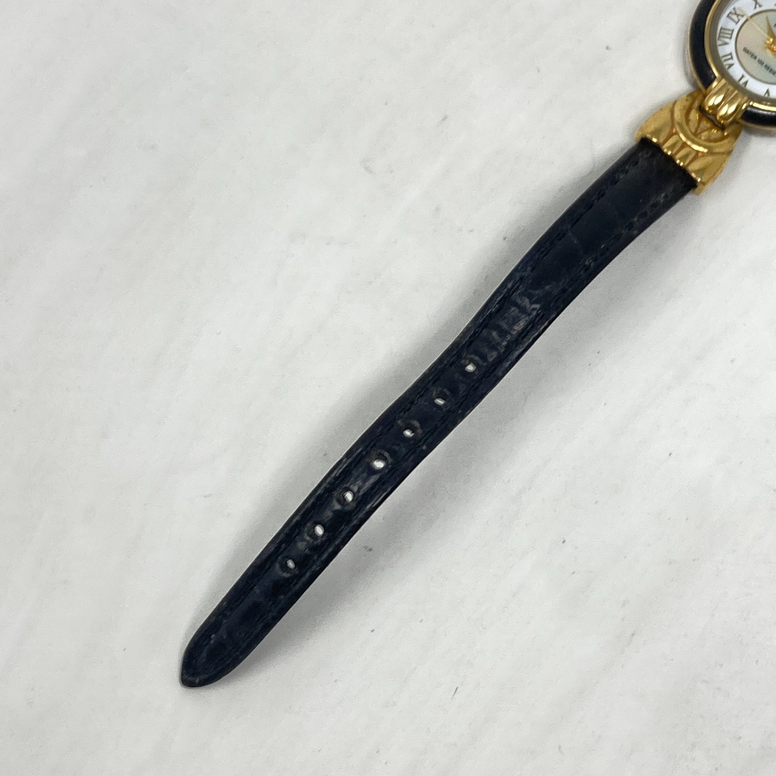 Vtg Anne Klein II Watch Women 24mm Gold Tone MOP Black Classic New Battery 8″