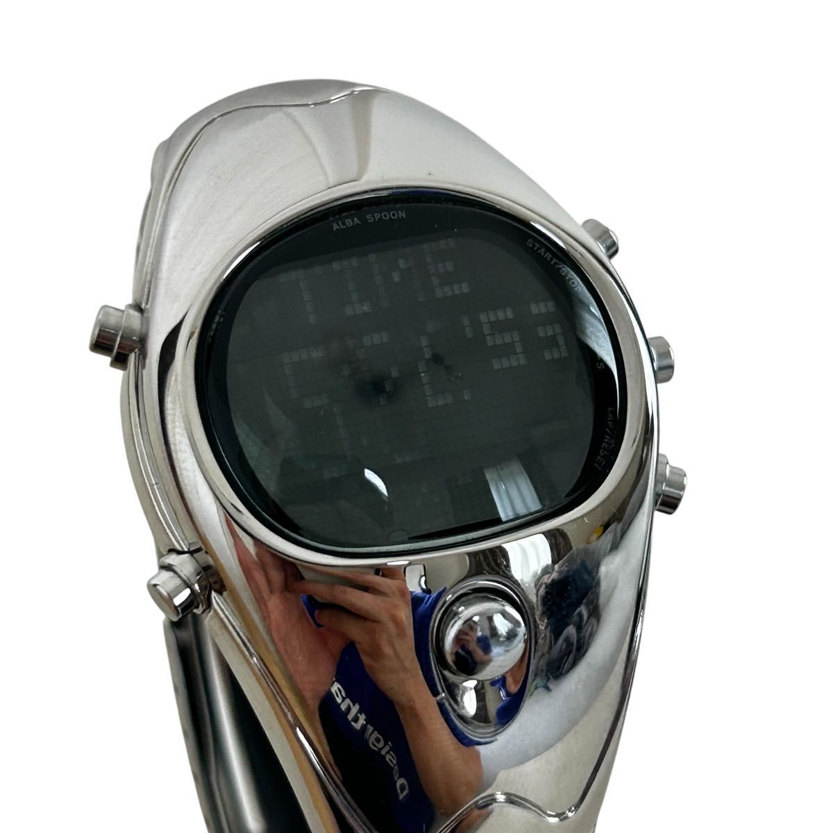 Operation confirmed SEIKO ALBA SPOON w850 Seiko Alba Spoon Digital Silver y2k St
