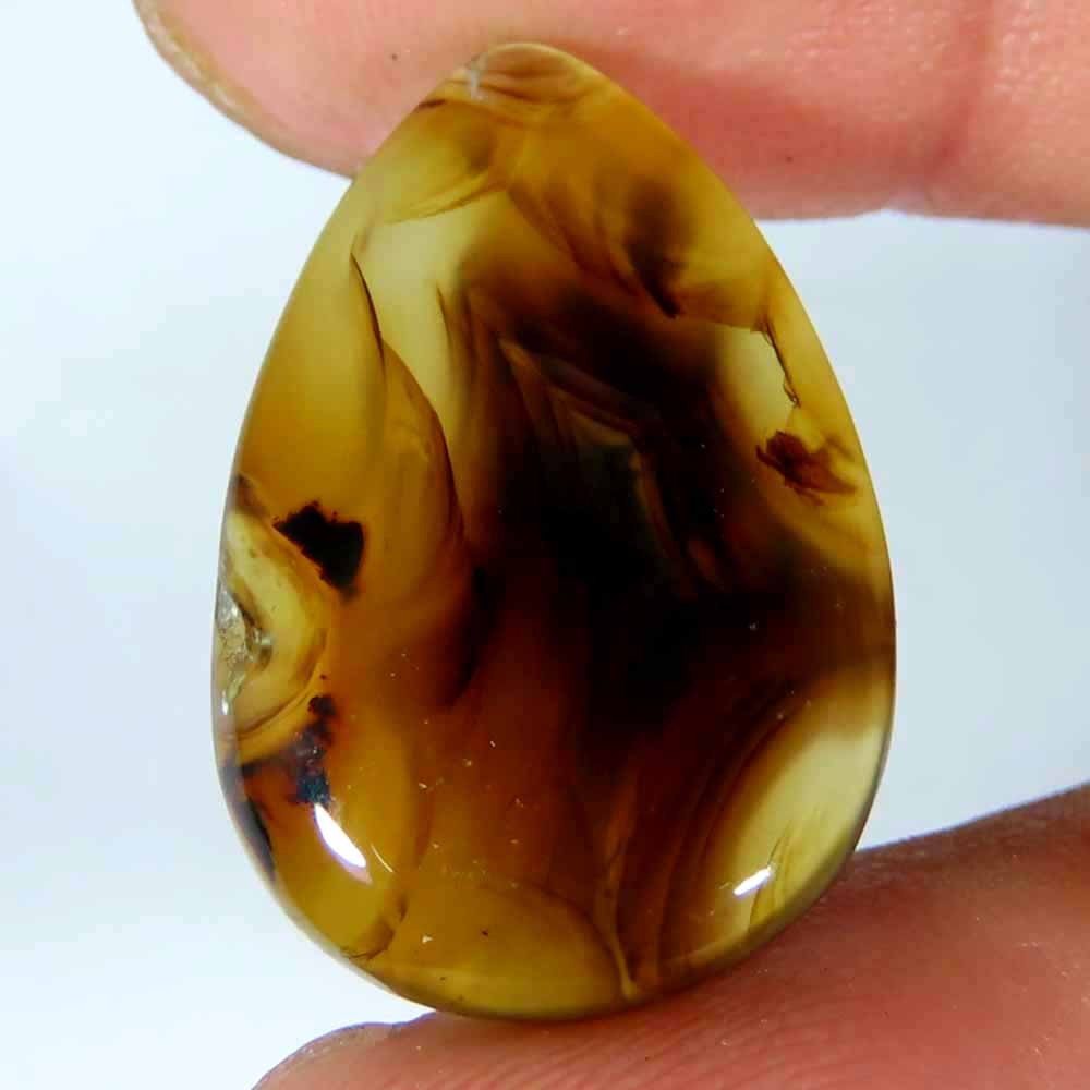 13.90Cts.100%Natural Montana Agate Pear 15x23x4mm Cabochon Losse Gemstone