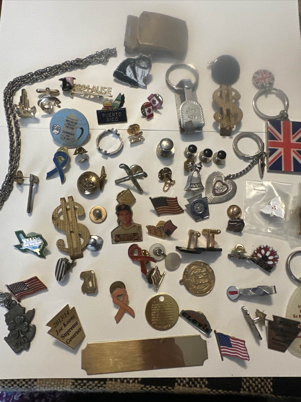 Vintage Men’s Junk Drawer Lot Cuff Links Pins Ring Money Clips #D339 60 PCS
