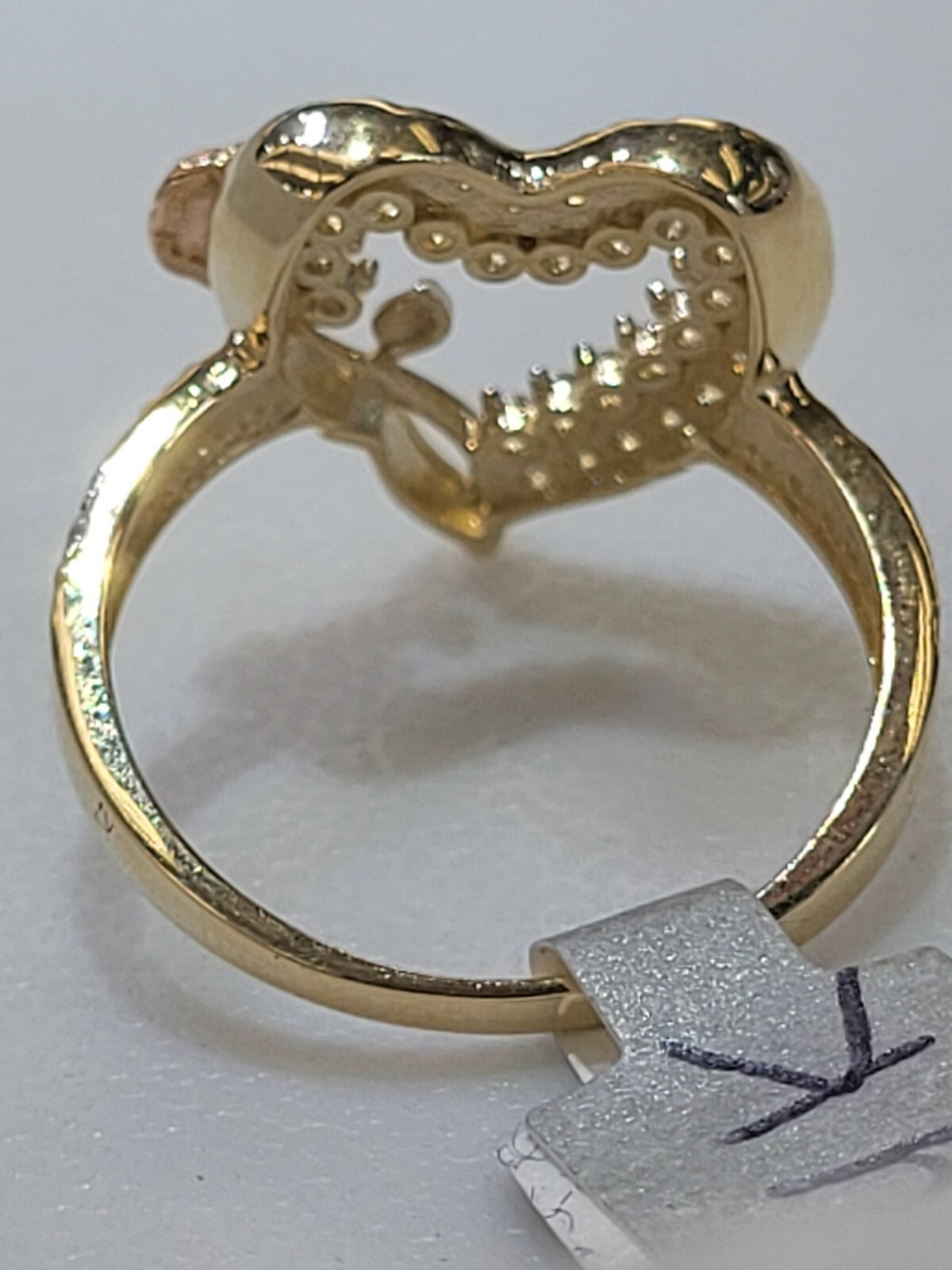 Big Solid 14k rose yellow Gold flower Heart ring size 6789 10