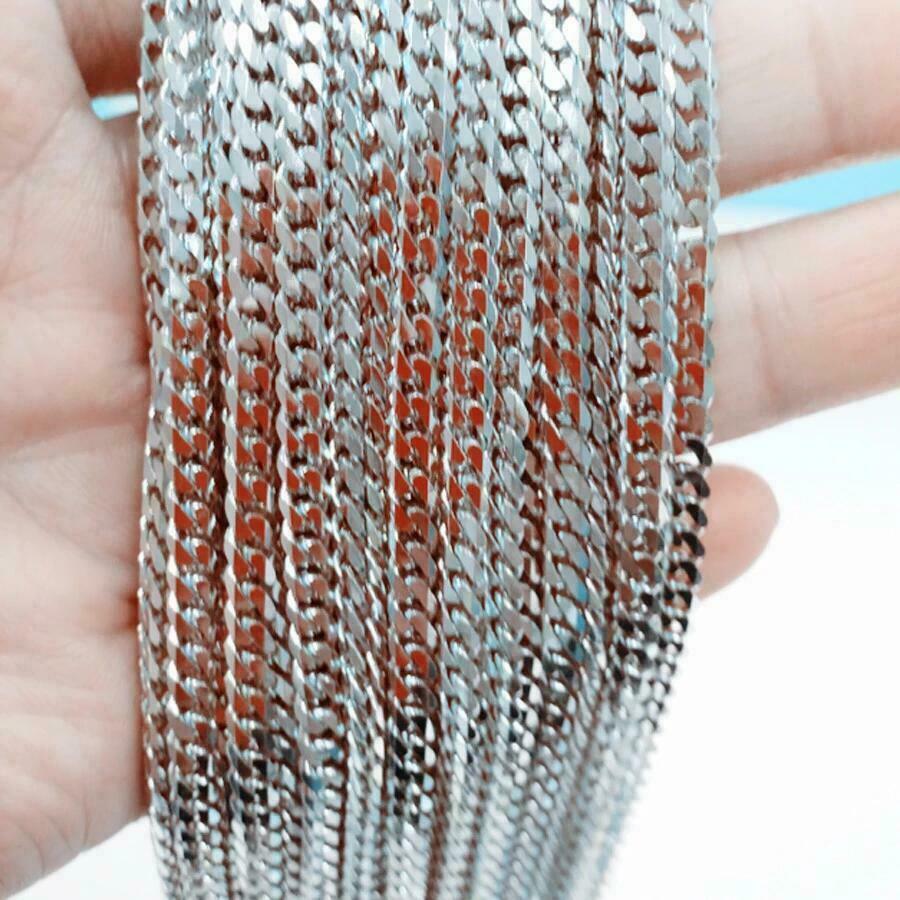 4MM Curb Cuban Chain Necklaces for Men Women Silver Stainless Steel Jewelry Gift