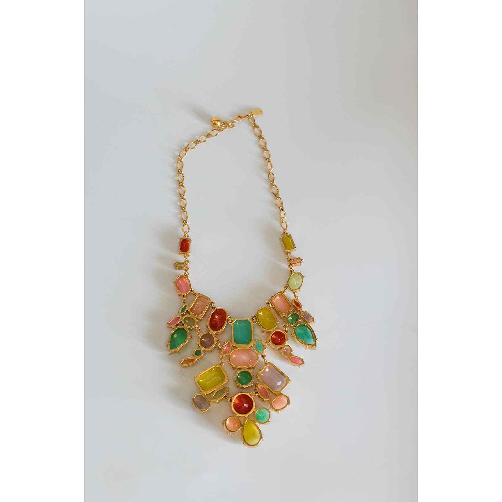 Preowned Kate Spade Gumdrop Gem Statement Bib Necklace 12K Gold Plated Metal