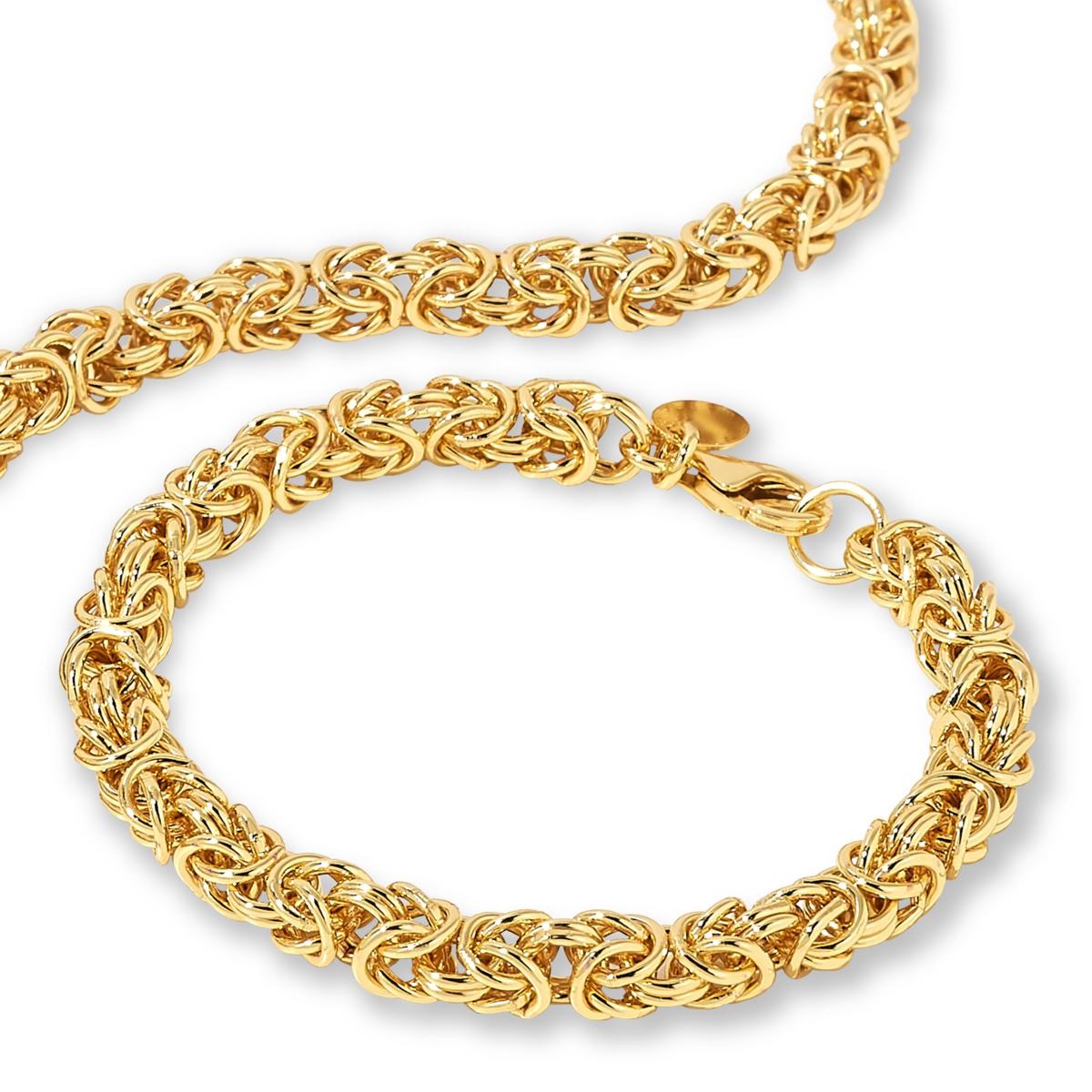 Bellezza Bronze Byzantine Chain Necklace & Bracelet 2-piece Set, 6-3/4″ 18″