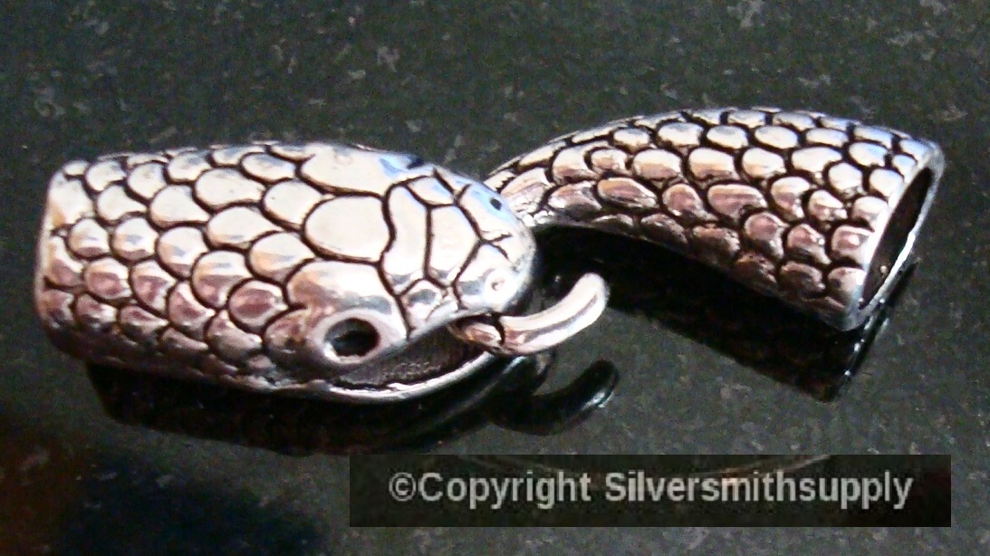 38mm Silver plt snake head jewelry clasp 1 1/2 in heavy hook & eye clasp fpc309