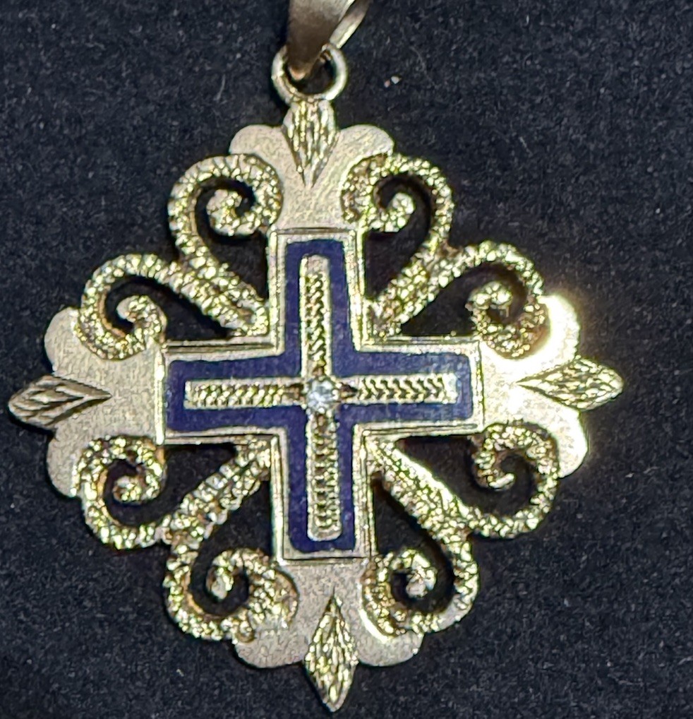 14K Gold Religious Cross Pendant Custom Made with Real Diamond 14K 4.40 Grams