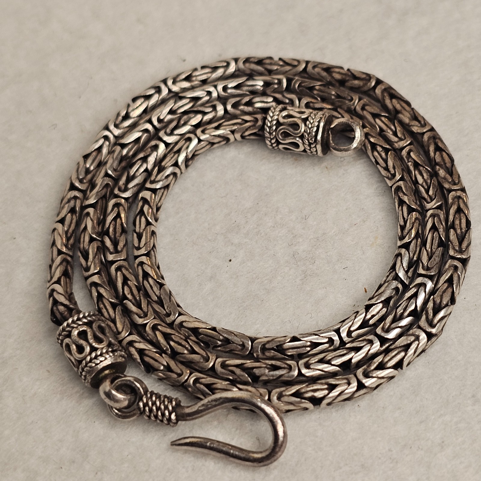 Sterling Silver 925 Byzantine Chain Necklace 18″ 2.9mm 20.48g Artisan Hook Clasp