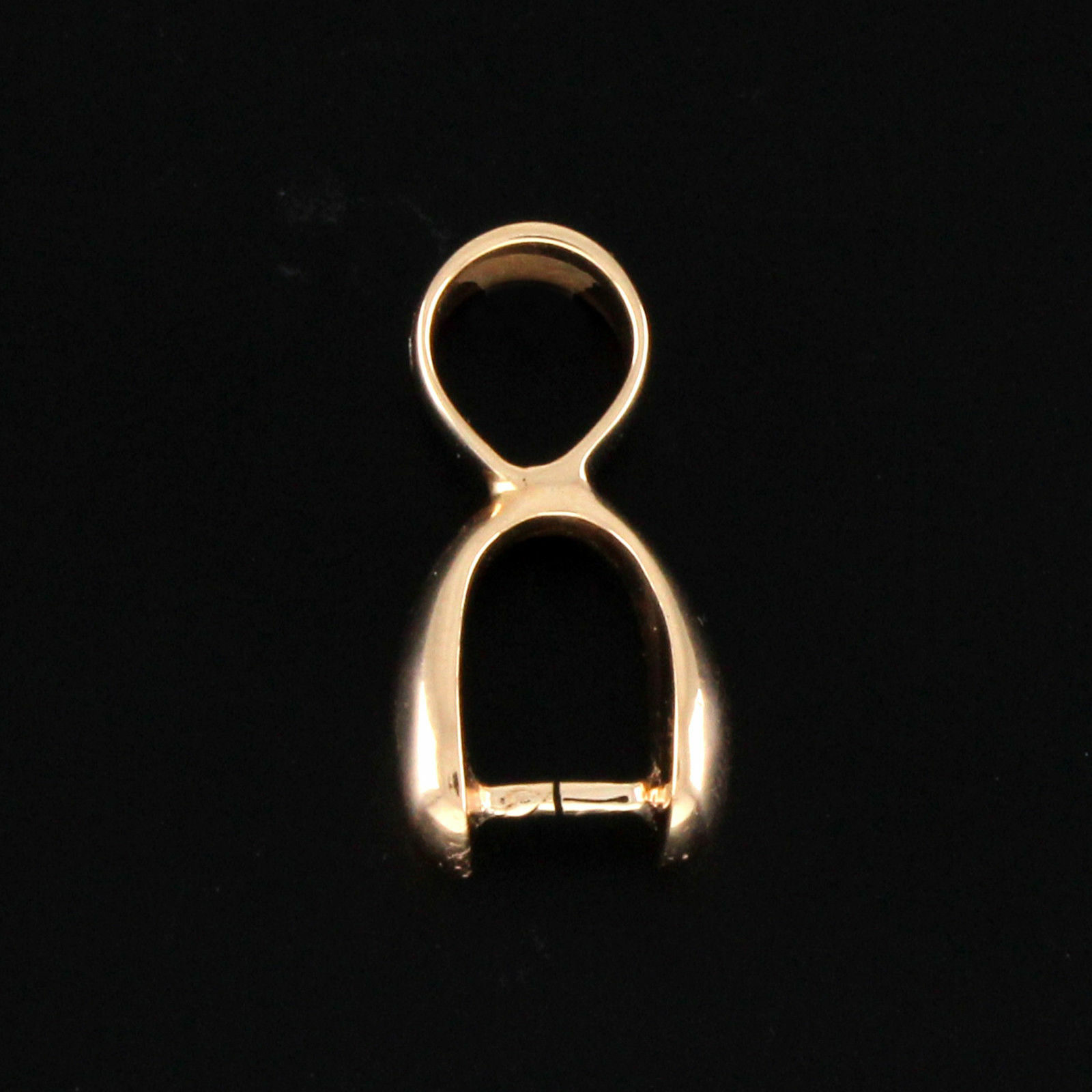 10K Solid Rose Gold Pinch Bail 19 x 6mm for Pendant with Findings