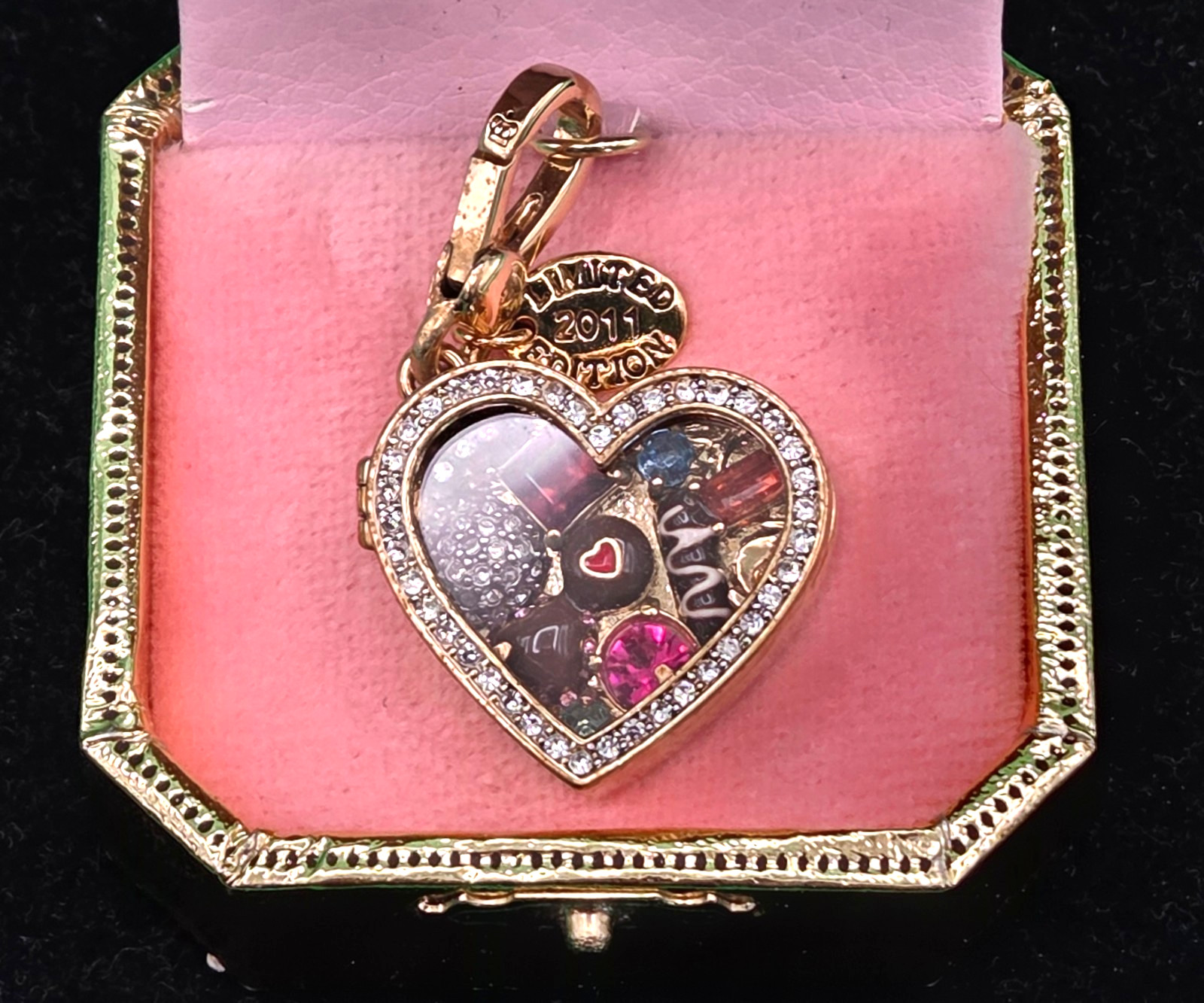 2011 Juicy Couture HEART CHOCOLATE CANDY BOX Charm Pendant Opens LIMITED EDT NIB