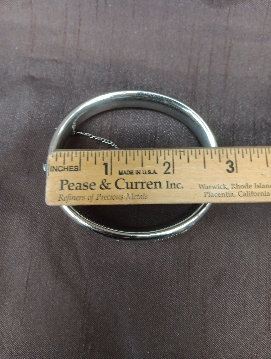 Vintage B.A.B Sterling Silver Hinded Bangle with Safety Chain 27 Grams